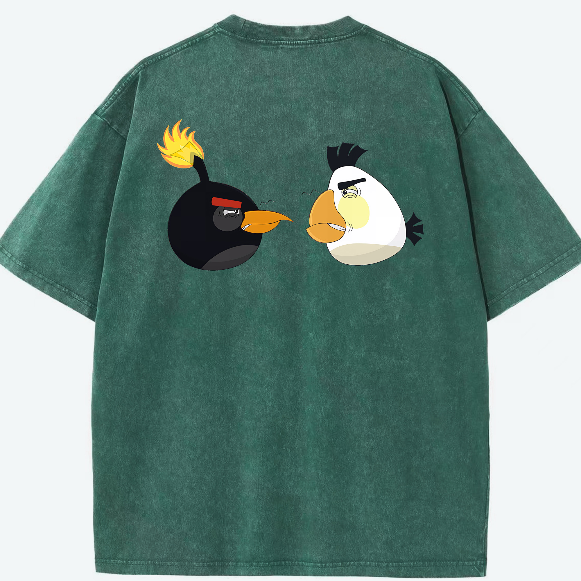 （画像用） Angry Birds アングリーバード 綿100% ヴィンテージ風 半袖Tシャツ（背面プリント）